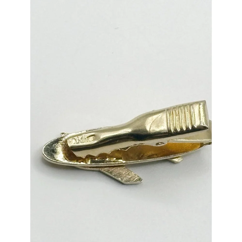 Vintage Gold‎ Tone Balfour Tie Clip Bar Airplane N7000P